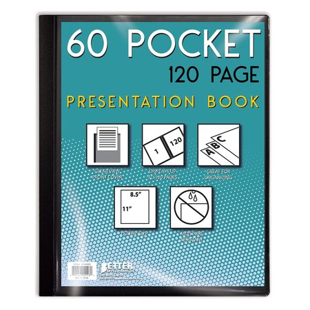 BETTER OFFICE PRODUCTS Presentation Book, 60-Pocket, Black, W/Clear View Front Cover, 8.5in. x 11in. Sheets 32040